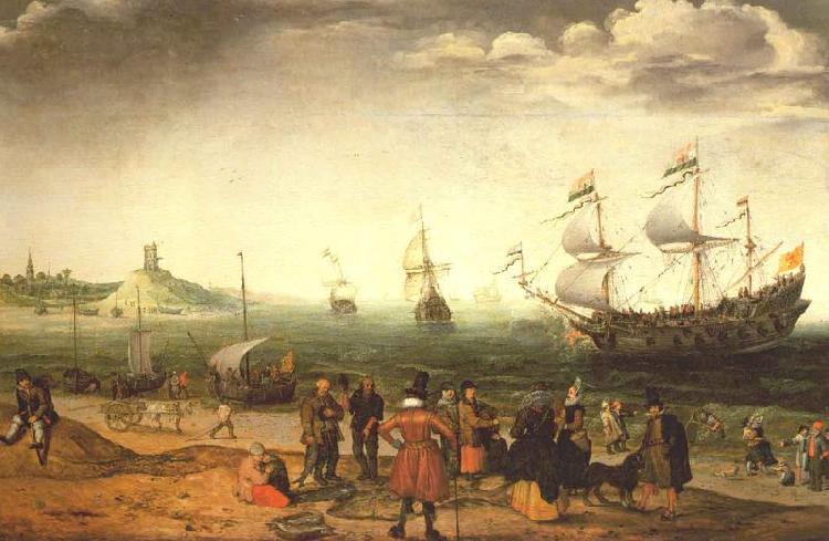 WILLAERTS, Adam Coastal Landscape with Ships Germany oil painting art